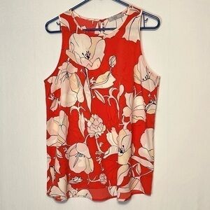 Dalia Sleeveless Tank Top Floral Blouse Size Large Key Hole Back.